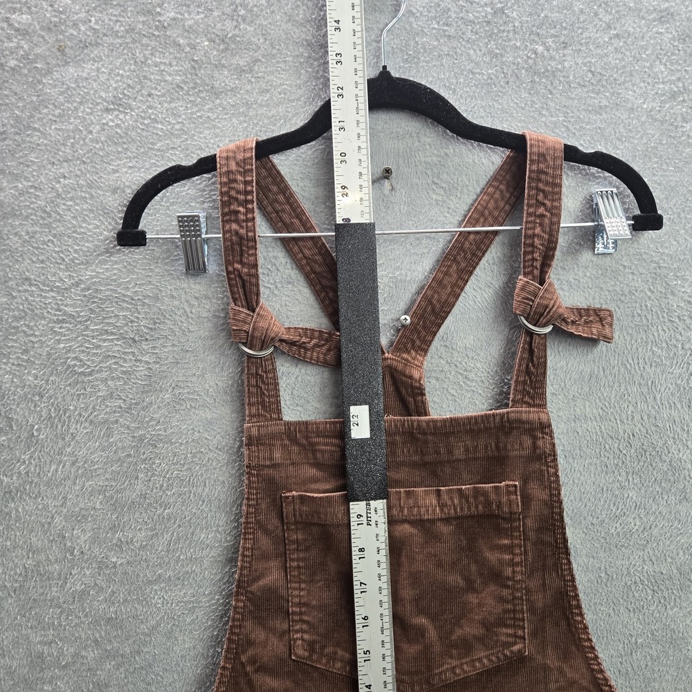 Aerie Women Pants M Brown Barrel Overalls Corduroy Utility Button 26" Inseam - Picture 9 of 11